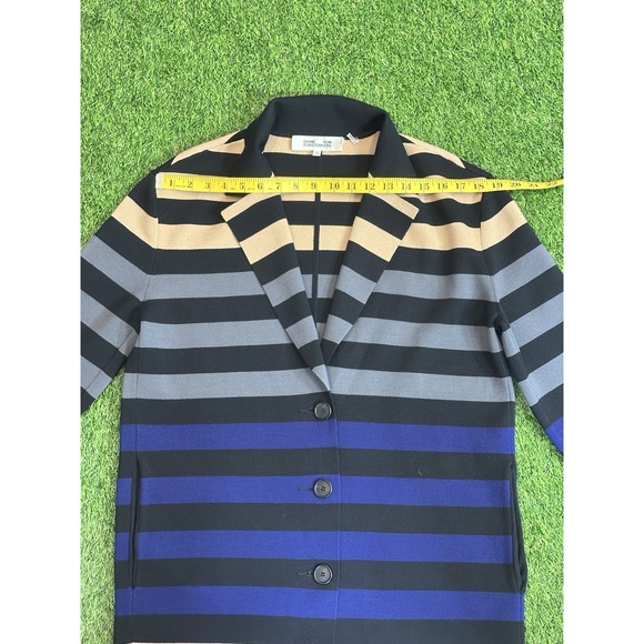 Diane Von Furstenberg Duster Womens Size P Petite Striped Open Jacket‎ Designer - Picture 10 of 15